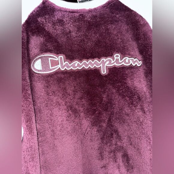 Champion Women's Super Fleece Faux Fur Piecing Crew‎ Sweatshirt Women's Size L - Picture 4 of 8